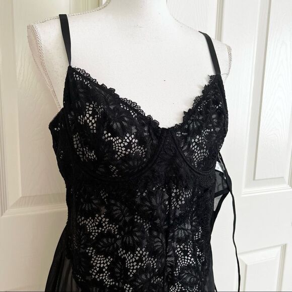 NEW Oh La La Cheri Page Underwire Babydoll Chemise & G-String Thong Black 1X - Picture 5 of 11